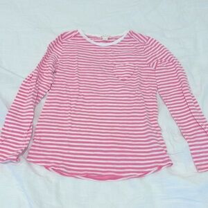 Crewcuts girls size 10, long sleeve T with heart pocket, pink and white stripes